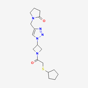1-((1-(1-(2-(cyclopentylthio)acetyl)azetidin-3-yl)-1H-1,2,3-triazol-4-yl)methyl)pyrrolidin-2-one