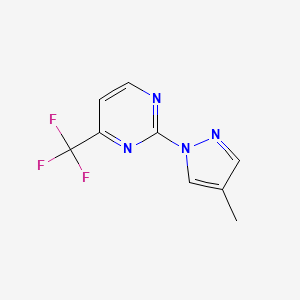 molecular formula C9H7F3N4 B2777324 2-(4-Methylpyrazol-1-yl)-4-(trifluoromethyl)pyrimidine CAS No. 2320221-10-9
