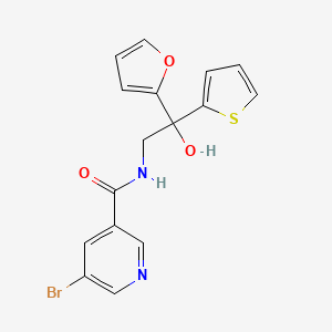 molecular formula C16H13BrN2O3S B2777338 5-溴-N-(2-(呋喃-2-基)-2-羟基-2-(噻吩-2-基)乙基)烟酰胺 CAS No. 2034263-64-2