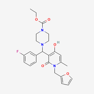 Ethyl 4-((3-fluorophenyl)(1-(furan-2-ylmethyl)-4-hydroxy-6-methyl-2-oxo-1,2-dihydropyridin-3-yl)methyl)piperazine-1-carboxylate