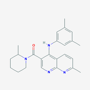 (4-((3,5-Dimethylphenyl)amino)-7-methyl-1,8-naphthyridin-3-yl)(2-methylpiperidin-1-yl)methanone