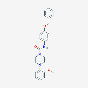 molecular formula C25H27N3O3 B277737 N-[4-(benzyloxy)phenyl]-4-(2-methoxyphenyl)-1-piperazinecarboxamide 