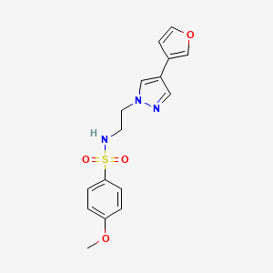 molecular formula C16H17N3O4S B2777372 N-(2-(4-(furan-3-yl)-1H-pyrazol-1-yl)ethyl)-4-methoxybenzenesulfonamide CAS No. 2034292-42-5