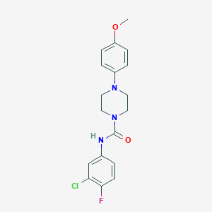 molecular formula C18H19ClFN3O2 B277738 N-(3-chloro-4-fluorophenyl)-4-(4-methoxyphenyl)-1-piperazinecarboxamide 