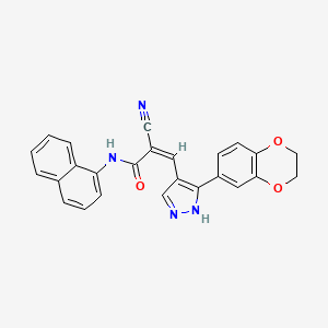 (Z)-2-cyano-3-[5-(2,3-dihydro-1,4-benzodioxin-6-yl)-1H-pyrazol-4-yl]-N-naphthalen-1-ylprop-2-enamide