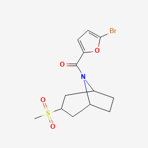 molecular formula C13H16BrNO4S B2777383 (5-bromofuran-2-yl)((1R,5S)-3-(methylsulfonyl)-8-azabicyclo[3.2.1]octan-8-yl)methanone CAS No. 1704617-09-3