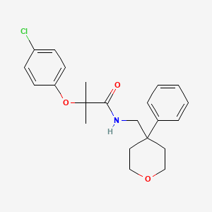 2-(4-chlorophenoxy)-2-methyl-N-((4-phenyltetrahydro-2H-pyran-4-yl)methyl)propanamide