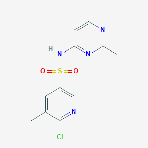 molecular formula C11H11ClN4O2S B2777418 6-chloro-5-methyl-N-(2-methylpyrimidin-4-yl)pyridine-3-sulfonamide CAS No. 1797631-24-3