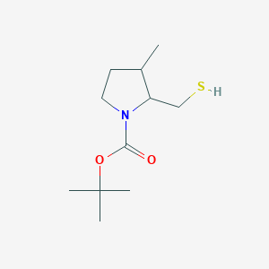 molecular formula C11H21NO2S B2777420 叔丁基 3-甲基-2-(硫代甲基)吡咯啉-1-羧酸酯 CAS No. 2302239-97-8