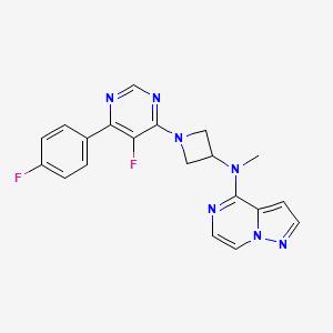 molecular formula C20H17F2N7 B2777429 N-[1-[5-Fluoro-6-(4-fluorophenyl)pyrimidin-4-yl]azetidin-3-yl]-N-methylpyrazolo[1,5-a]pyrazin-4-amine CAS No. 2380188-06-5