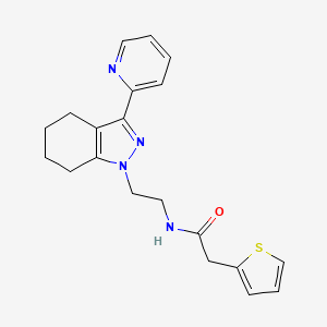 molecular formula C20H22N4OS B2777430 N-(2-(3-(pyridin-2-yl)-4,5,6,7-tetrahydro-1H-indazol-1-yl)ethyl)-2-(thiophen-2-yl)acetamide CAS No. 1797326-35-2