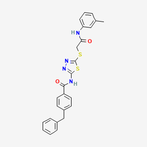 molecular formula C25H22N4O2S2 B2777432 4-benzyl-N-(5-((2-oxo-2-(m-tolylamino)ethyl)thio)-1,3,4-thiadiazol-2-yl)benzamide CAS No. 392292-26-1