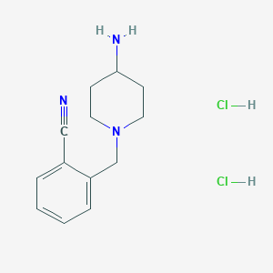 molecular formula C13H19Cl2N3 B2777433 2-[(4-Aminopiperidin-1-yl)methyl]benzonitrile dihydrochloride CAS No. 1286273-00-4