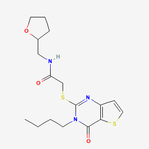 2-(3-butyl-4-oxothieno[3,2-d]pyrimidin-2-yl)sulfanyl-N-(oxolan-2-ylmethyl)acetamide