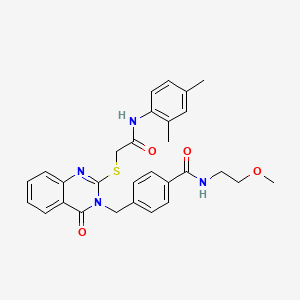 4-((2-((2-((2,4-dimethylphenyl)amino)-2-oxoethyl)thio)-4-oxoquinazolin-3(4H)-yl)methyl)-N-(2-methoxyethyl)benzamide