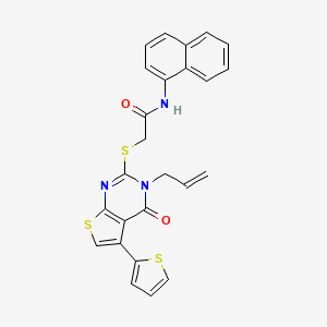 2-((3-allyl-4-oxo-5-(thiophen-2-yl)-3,4-dihydrothieno[2,3-d]pyrimidin-2-yl)thio)-N-(naphthalen-1-yl)acetamide