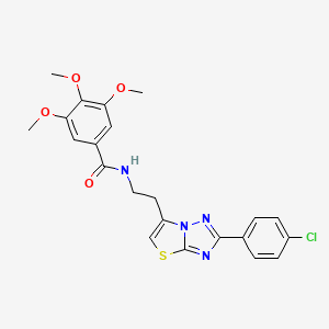 molecular formula C22H21ClN4O4S B2777459 N-(2-(2-(4-chlorophenyl)thiazolo[3,2-b][1,2,4]triazol-6-yl)ethyl)-3,4,5-trimethoxybenzamide CAS No. 894023-73-5