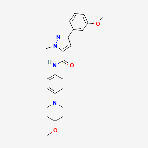molecular formula C24H28N4O3 B2777464 3-(3-甲氧基苯基)-N-(4-(4-甲氧基哌啶-1-基)苯基)-1-甲基-1H-吡唑-5-甲酰胺 CAS No. 1796970-86-9