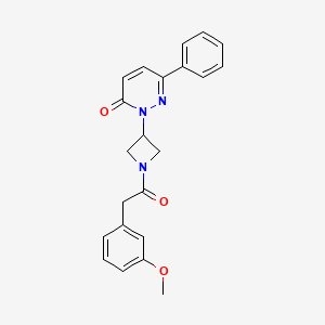 molecular formula C22H21N3O3 B2777474 2-[1-[2-(3-Methoxyphenyl)acetyl]azetidin-3-yl]-6-phenylpyridazin-3-one CAS No. 2380189-25-1