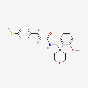 molecular formula C23H27NO3S B2777478 (E)-N-((4-(2-甲氧基苯基)四氢-2H-吡喃-4-基)甲基)-3-(4-(甲硫基)苯基)丙烯酰胺 CAS No. 1798423-72-9
