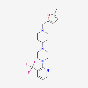 molecular formula C21H27F3N4O B2777481 1-(1-((5-甲基呋喃-2-基)甲基)哌啶-4-基)-4-(3-(三氟甲基)吡啶-2-基)哌嗪 CAS No. 2034321-71-4