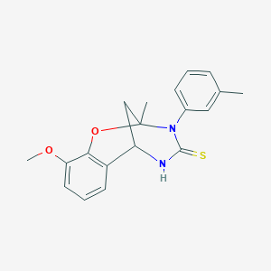 molecular formula C19H20N2O2S B2777483 10-methoxy-2-methyl-3-(3-methylphenyl)-2,3,5,6-tetrahydro-4H-2,6-methano-1,3,5-benzoxadiazocine-4-thione CAS No. 702655-72-9