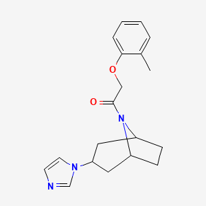 molecular formula C19H23N3O2 B2777491 1-((1R,5S)-3-(1H-imidazol-1-yl)-8-azabicyclo[3.2.1]octan-8-yl)-2-(o-tolyloxy)ethan-1-one CAS No. 2320953-29-3