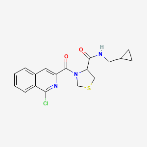 molecular formula C18H18ClN3O2S B2777494 3-(1-chloroisoquinoline-3-carbonyl)-N-(cyclopropylmethyl)-1,3-thiazolidine-4-carboxamide CAS No. 1373027-56-5