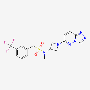 molecular formula C17H17F3N6O2S B2777509 N-(1-([1,2,4]三唑并[4,3-b]吡啶-6-基)氮杂环丁烷-3-基)-N-甲基-1-(3-(三氟甲基)苯基)甲磺酰胺 CAS No. 2320663-48-5