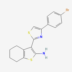 molecular formula C17H15BrN2S2 B2777510 3-(4-(4-Bromophenyl)thiazol-2-yl)-4,5,6,7-tetrahydrobenzo[b]thiophen-2-amine CAS No. 362003-64-3
