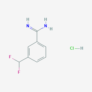 molecular formula C8H9ClF2N2 B2777517 3-(Difluoromethyl)benzenecarboximidamide;hydrochloride CAS No. 2137755-80-5