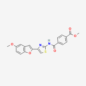 molecular formula C21H16N2O5S B2777522 Methyl 4-((4-(5-methoxybenzofuran-2-yl)thiazol-2-yl)carbamoyl)benzoate CAS No. 922003-88-1