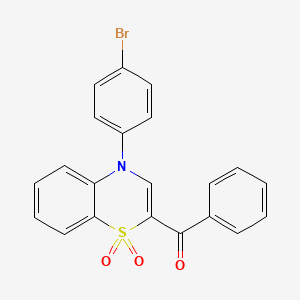 molecular formula C21H14BrNO3S B2777527 [4-(4-bromophenyl)-1,1-dioxido-4H-1,4-benzothiazin-2-yl](phenyl)methanone CAS No. 1114652-41-3