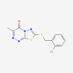molecular formula C12H9ClN4OS2 B2777533 7-[(2-Chlorophenyl)methylsulfanyl]-3-methyl-[1,3,4]thiadiazolo[2,3-c][1,2,4]triazin-4-one CAS No. 869074-71-5