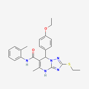 molecular formula C24H27N5O2S B2777535 7-(4-ethoxyphenyl)-2-(ethylthio)-5-methyl-N-(2-methylphenyl)-4,7-dihydro[1,2,4]triazolo[1,5-a]pyrimidine-6-carboxamide CAS No. 1021209-34-6