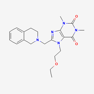 molecular formula C21H27N5O3 B2777537 8-(3,4-dihydroisoquinolin-2(1H)-ylmethyl)-7-(2-ethoxyethyl)-1,3-dimethyl-3,7-dihydro-1H-purine-2,6-dione CAS No. 851941-39-4