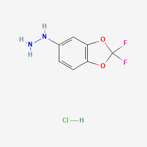 molecular formula C7H7ClF2N2O2 B2777541 (2,2-Difluorobenzo[d][1,3]dioxol-5-yl)hydrazine hydrochloride CAS No. 918792-69-5