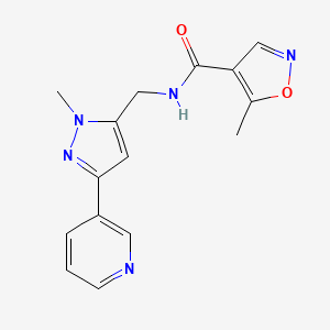 molecular formula C15H15N5O2 B2777555 5-methyl-N-((1-methyl-3-(pyridin-3-yl)-1H-pyrazol-5-yl)methyl)isoxazole-4-carboxamide CAS No. 2034416-64-1