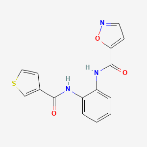 molecular formula C15H11N3O3S B2777571 N-(2-(thiophene-3-carboxamido)phenyl)isoxazole-5-carboxamide CAS No. 1207049-07-7