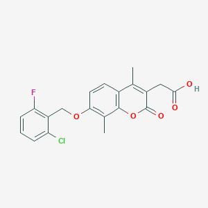 molecular formula C20H16ClFO5 B2777577 {7-[(2-chloro-6-fluorobenzyl)oxy]-4,8-dimethyl-2-oxo-2H-chromen-3-yl}acetic acid CAS No. 694508-46-8
