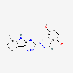 molecular formula C19H18N6O2 B2777581 N-[(Z)-(2,5-dimethoxyphenyl)methylideneamino]-6-methyl-5H-[1,2,4]triazino[5,6-b]indol-3-amine CAS No. 327032-34-8