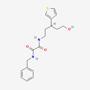 molecular formula C18H22N2O3S B2777588 N1-benzyl-N2-(5-hydroxy-3-(thiophen-3-yl)pentyl)oxalamide CAS No. 2034243-56-4