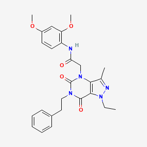 molecular formula C26H29N5O5 B2777596 N-(2,4-dimethoxyphenyl)-2-(1-ethyl-3-methyl-5,7-dioxo-6-phenethyl-6,7-dihydro-1H-pyrazolo[4,3-d]pyrimidin-4(5H)-yl)acetamide CAS No. 1215820-49-7