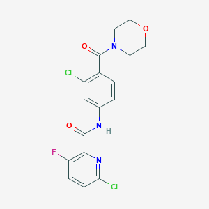 molecular formula C17H14Cl2FN3O3 B2777598 6-Chloro-N-[3-chloro-4-(morpholine-4-carbonyl)phenyl]-3-fluoropyridine-2-carboxamide CAS No. 2411278-16-3
