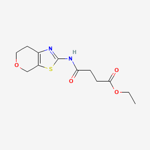 molecular formula C12H16N2O4S B2777599 ethyl 4-((6,7-dihydro-4H-pyrano[4,3-d]thiazol-2-yl)amino)-4-oxobutanoate CAS No. 1421585-72-9