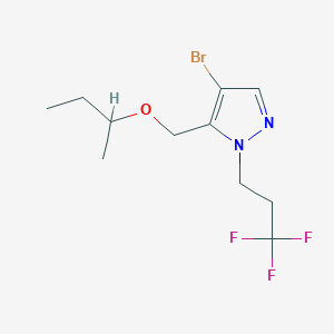 molecular formula C11H16BrF3N2O B2777609 4-bromo-5-(sec-butoxymethyl)-1-(3,3,3-trifluoropropyl)-1H-pyrazole CAS No. 1856028-37-9