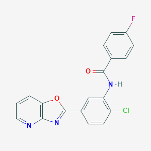 molecular formula C19H11ClFN3O2 B277761 N-(2-chloro-5-[1,3]oxazolo[4,5-b]pyridin-2-ylphenyl)-4-fluorobenzamide 