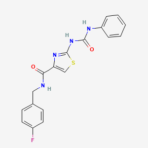 molecular formula C18H15FN4O2S B2777612 N-(4-fluorobenzyl)-2-(3-phenylureido)thiazole-4-carboxamide CAS No. 941880-49-5