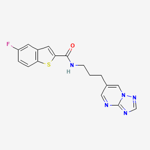 molecular formula C17H14FN5OS B2777615 N-(3-([1,2,4]triazolo[1,5-a]pyrimidin-6-yl)propyl)-5-fluorobenzo[b]thiophene-2-carboxamide CAS No. 2034557-46-3