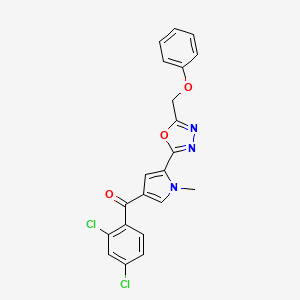 molecular formula C21H15Cl2N3O3 B2777636 (2,4-dichlorophenyl){1-methyl-5-[5-(phenoxymethyl)-1,3,4-oxadiazol-2-yl]-1H-pyrrol-3-yl}methanone CAS No. 338418-65-8